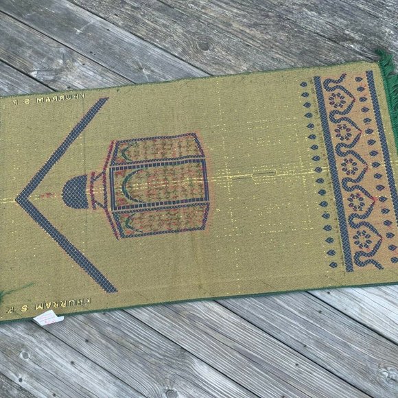 Jai Namaz Prayer Rugs Green Velvet Religious Area Rug Musalah Janamaz Rug New - Picture 8 of 11